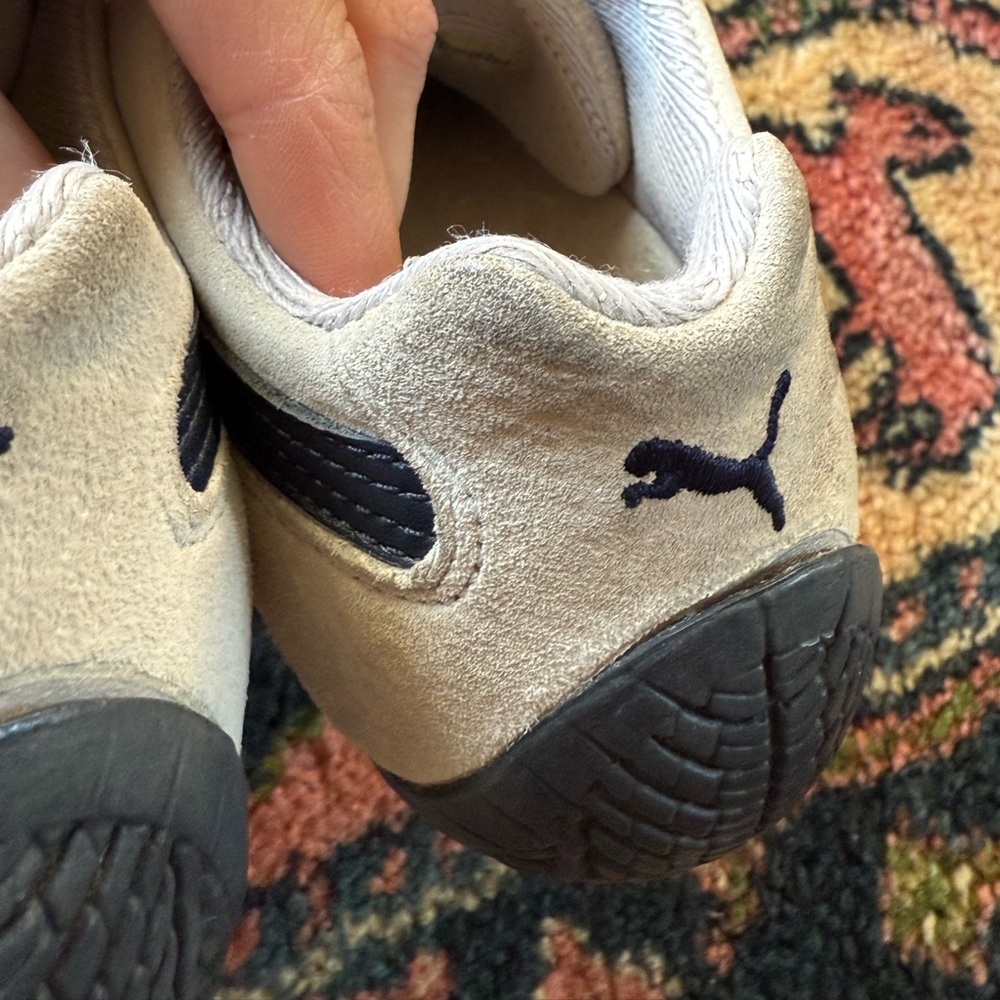 Vintage RARE Puma Speedcat suede Sneakers gray / navy blue sz 8.5 / 39 - Picture 14 of 16